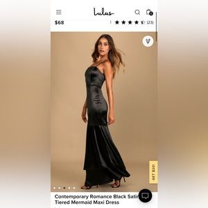 XS Black satin dress, new with tags.